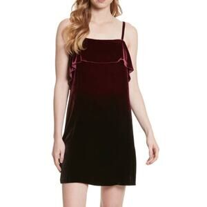 Alice + Olivia Bess Wine Ombre Velvet Mini Slip Dress Size 6